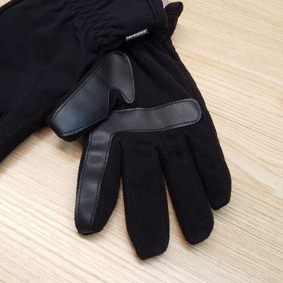 ISOTONER Gloves Mens Medium Black Touchscreen Water Repellent Plush Lined Winter - Picture 3 of 7